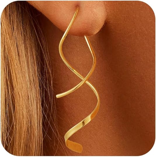 14K Gold/Silver Hoop/Dangle Earrings Dainty Hypoallergenic Jewelry, Trendy Lightweight Accessories for Women Valentines Mother's Day Birthday Thanksgiving Day Gifts EH-004