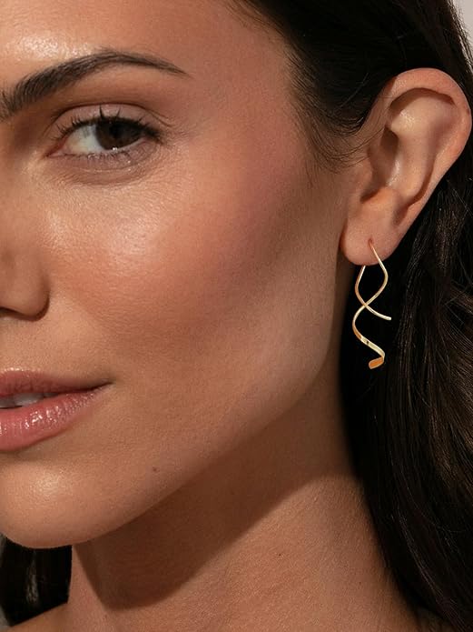 14K Gold/Silver Hoop/Dangle Earrings Dainty Hypoallergenic Jewelry, Trendy Lightweight Accessories for Women Valentines Mother's Day Birthday Thanksgiving Day Gifts EH-004