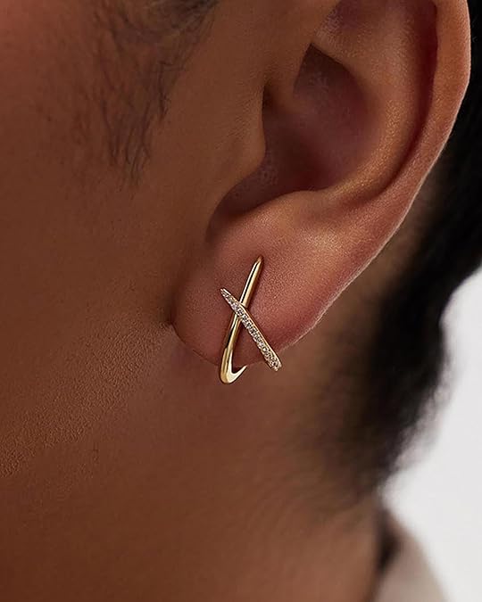 Gold Earrings for Women Trendy,14K Gold Stud Earrings Dainty Earrings Simple Minimalist Cubic Zirconia Diamond Gold Earrings Hypoallergenic Earring for Women Gifts EH-006