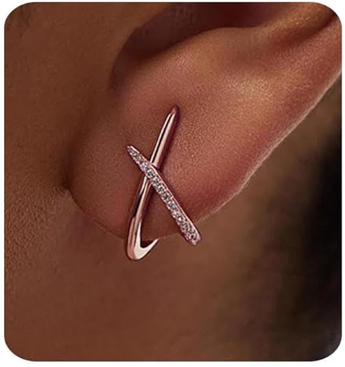 Gold Earrings for Women Trendy,14K Gold Stud Earrings Dainty Earrings Simple Minimalist Cubic Zirconia Diamond Gold Earrings Hypoallergenic Earring for Women Gifts EH-006