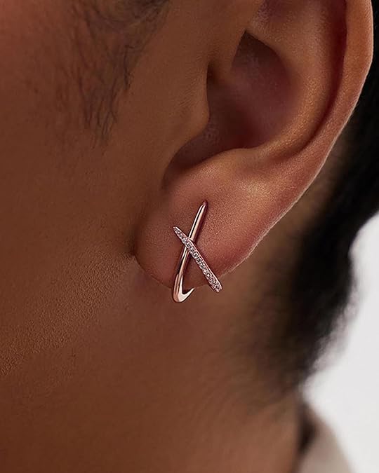 Gold Earrings for Women Trendy,14K Gold Stud Earrings Dainty Earrings Simple Minimalist Cubic Zirconia Diamond Gold Earrings Hypoallergenic Earring for Women Gifts EH-006