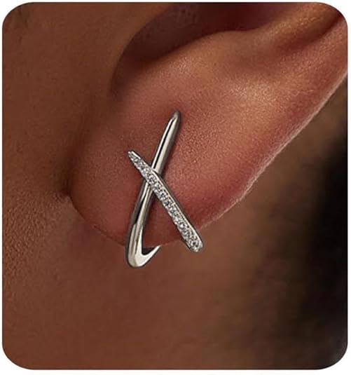 Gold Earrings for Women Trendy,14K Gold Stud Earrings Dainty Earrings Simple Minimalist Cubic Zirconia Diamond Gold Earrings Hypoallergenic Earring for Women Gifts EH-006