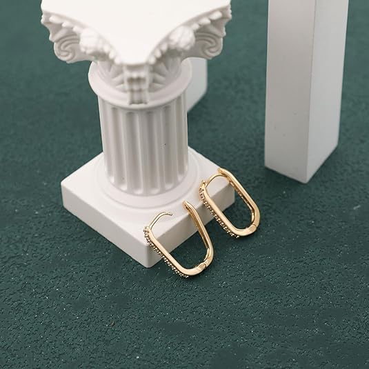 Chunky Gold Stud Earrings for Women 14k Gold Plated Hypoallergenic Earrings Statement Trendy Fashion Gold Jewelry Gifts EH-007