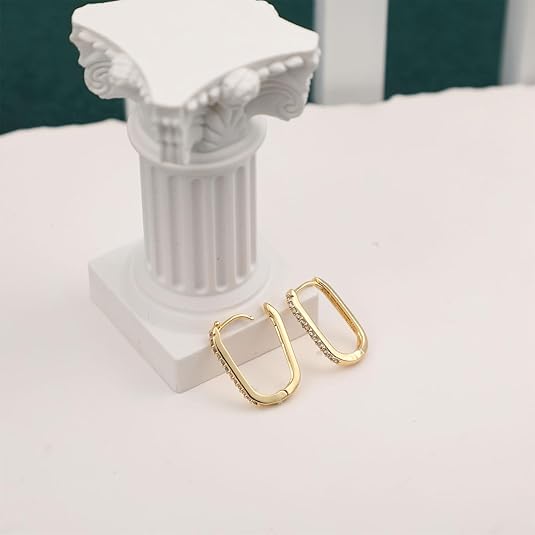 Chunky Gold Stud Earrings for Women 14k Gold Plated Hypoallergenic Earrings Statement Trendy Fashion Gold Jewelry Gifts EH-007