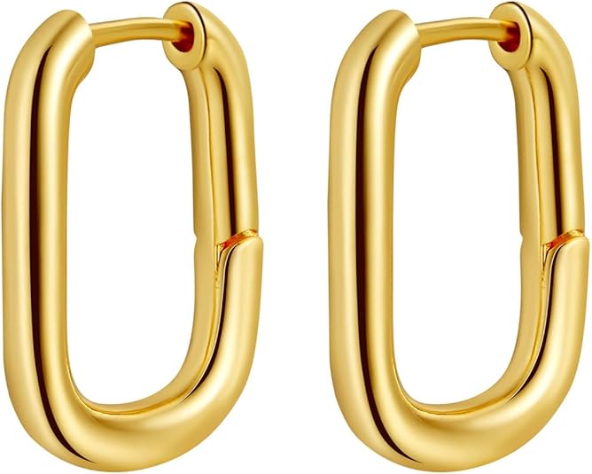 Chunky Gold Stud Earrings for Women 14k Gold Plated Hypoallergenic Earrings Statement Trendy Fashion Gold Jewelry Gifts EH-007