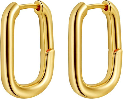Chunky Gold Stud Earrings for Women 14k Gold Plated Hypoallergenic Earrings Statement Trendy Fashion Gold Jewelry Gifts EH-007