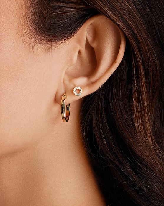 Gold Plated 925 Sterling Silver Post Lightweight Hoops | 20mm - 30mm Earring | Gold Hoop Earrings for Women EH-008