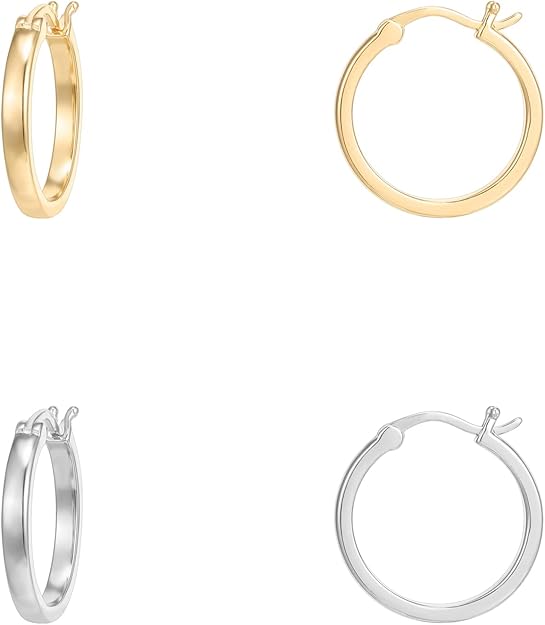 Gold Plated 925 Sterling Silver Post Lightweight Hoops | 20mm - 30mm Earring | Gold Hoop Earrings for Women EH-008