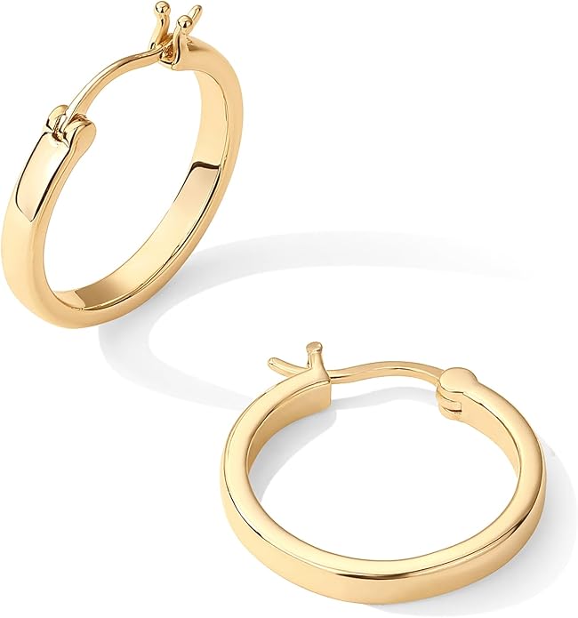 Gold Plated 925 Sterling Silver Post Lightweight Hoops | 20mm - 30mm Earring | Gold Hoop Earrings for Women EH-008