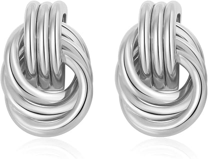 Trendy Gold Plated Knot Earrings for Women Chunky Statement Drop Dangle Earrings Lightweight Hypoallergenic Fashion Accessories Gold Jewelry Gifts for Womens EH-009