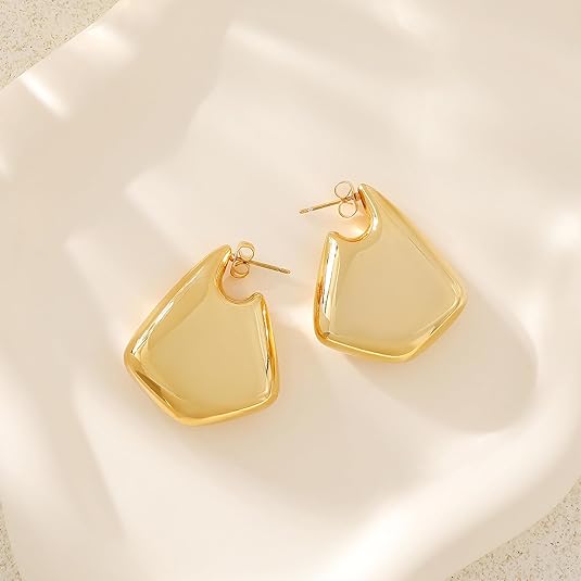 Trendy Gold Plated Knot Earrings for Women Chunky Statement Drop Dangle Earrings Lightweight Hypoallergenic Fashion Accessories Gold Jewelry Gifts for Womens EH-009