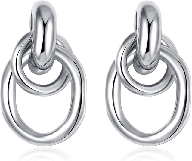 Trendy Gold Plated Knot Earrings for Women Chunky Statement Drop Dangle Earrings Lightweight Hypoallergenic Fashion Accessories Gold Jewelry Gifts for Womens EH-009