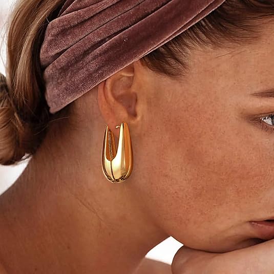 Trendy Gold Plated Knot Earrings for Women Chunky Statement Drop Dangle Earrings Lightweight Hypoallergenic Fashion Accessories Gold Jewelry Gifts for Womens EH-009