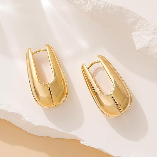 Trendy Gold Plated Knot Earrings for Women Chunky Statement Drop Dangle Earrings Lightweight Hypoallergenic Fashion Accessories Gold Jewelry Gifts for Womens EH-009