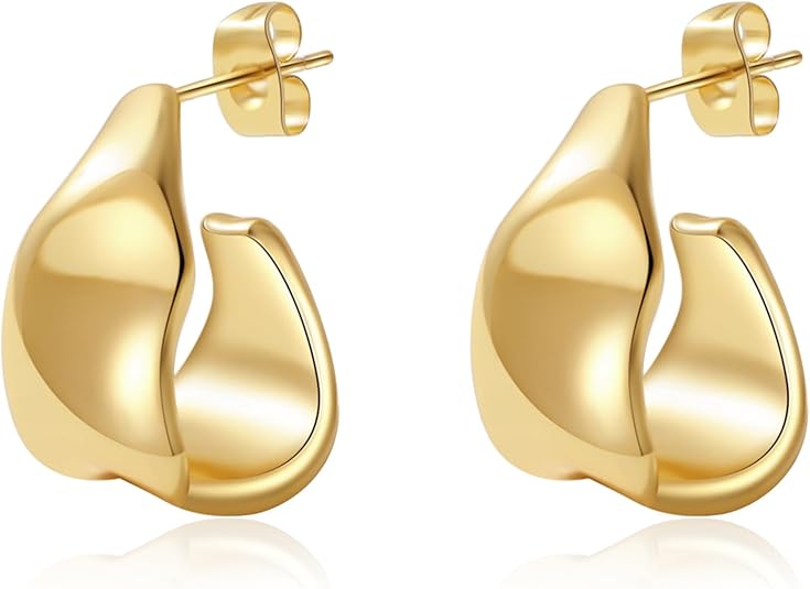 Trendy Gold Plated Knot Earrings for Women Chunky Statement Drop Dangle Earrings Lightweight Hypoallergenic Fashion Accessories Gold Jewelry Gifts for Womens EH-009