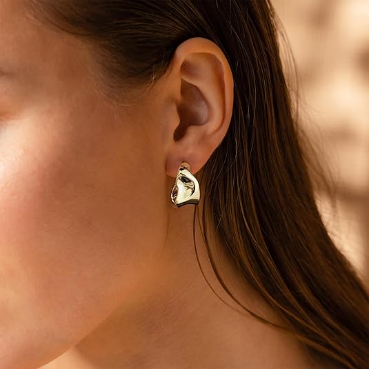Trendy Gold Plated Knot Earrings for Women Chunky Statement Drop Dangle Earrings Lightweight Hypoallergenic Fashion Accessories Gold Jewelry Gifts for Womens EH-009
