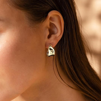 Trendy Gold Plated Knot Earrings for Women Chunky Statement Drop Dangle Earrings Lightweight Hypoallergenic Fashion Accessories Gold Jewelry Gifts for Womens EH-009
