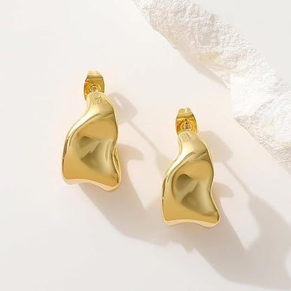 Trendy Gold Plated Knot Earrings for Women Chunky Statement Drop Dangle Earrings Lightweight Hypoallergenic Fashion Accessories Gold Jewelry Gifts for Womens EH-009