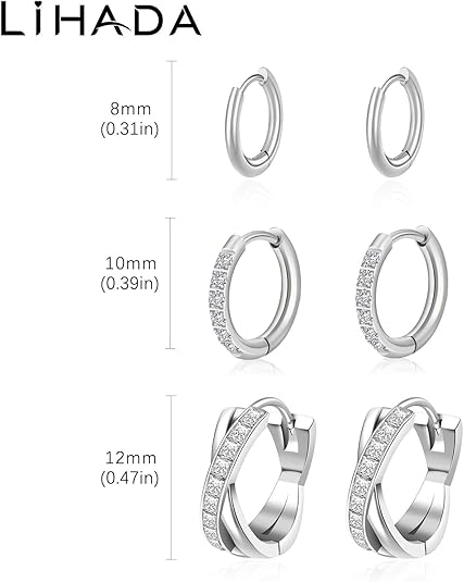 Surgical Steel Huggie Hoop Earrings for Women Set,14K Gold Plated Small Hypoallergenic Lightweight CZ Huggie Earrings, Waterproof Non Tarnish, for Multiple Piercing EH-010