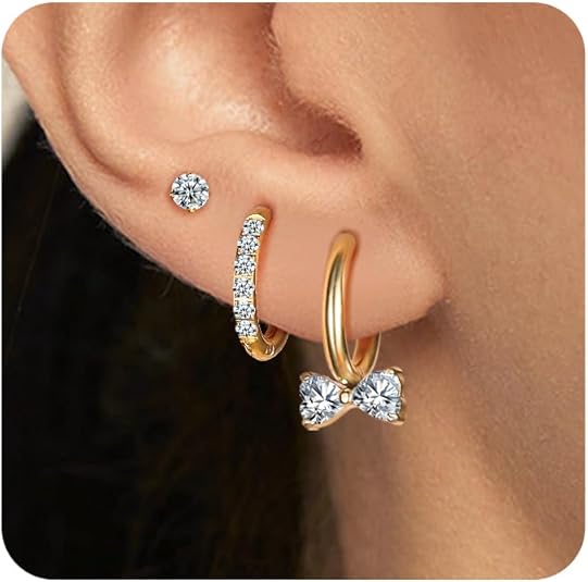 Surgical Steel Huggie Hoop Earrings for Women Set,14K Gold Plated Small Hypoallergenic Lightweight CZ Huggie Earrings, Waterproof Non Tarnish, for Multiple Piercing EH-010