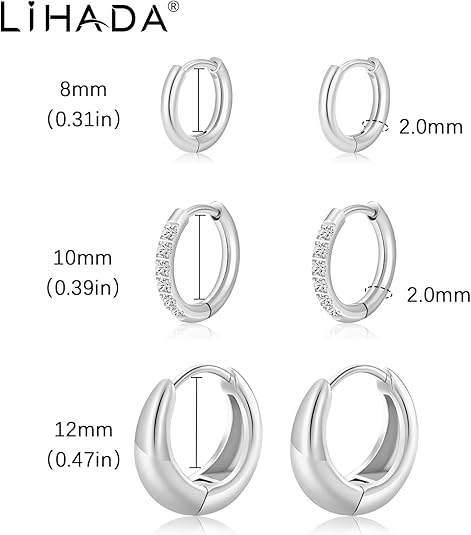 Surgical Steel Huggie Hoop Earrings for Women Set,14K Gold Plated Small Hypoallergenic Lightweight CZ Huggie Earrings, Waterproof Non Tarnish, for Multiple Piercing EH-010
