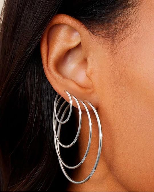 Gold Silver Plated Hoop Earrings for Women, Hypoallergenic Stainless Steel Gold Hoops Silver Hoop Earrings Set, Lightweight Large Small Hoops Women Earrings Loop Earrings Set EH-012