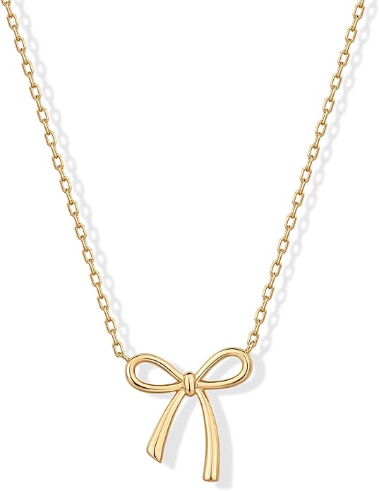 14K Gold Plated Dainty Cubic Zirconia Pendant Necklace for Women | Dot, Elephant, Butterfly, Pineapple, Lock, Knot, Palm Tree, Bow, Smiley Pendant | Layering Chain Necklaces XL-031