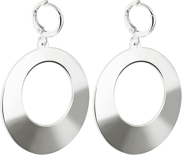 Dangle Hoop Earrings for Women,14k Gold/Silver Plated Geometric Hoops Earrings with High Polished Surface,Hypoallergenic Huggie Drop & Dangle earrings for Women EH-032