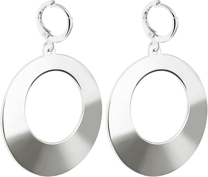 Dangle Hoop Earrings for Women,14k Gold/Silver Plated Geometric Hoops Earrings with High Polished Surface,Hypoallergenic Huggie Drop & Dangle earrings for Women EH-032
