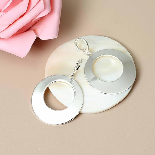 Dangle Hoop Earrings for Women,14k Gold/Silver Plated Geometric Hoops Earrings with High Polished Surface,Hypoallergenic Huggie Drop & Dangle earrings for Women EH-032