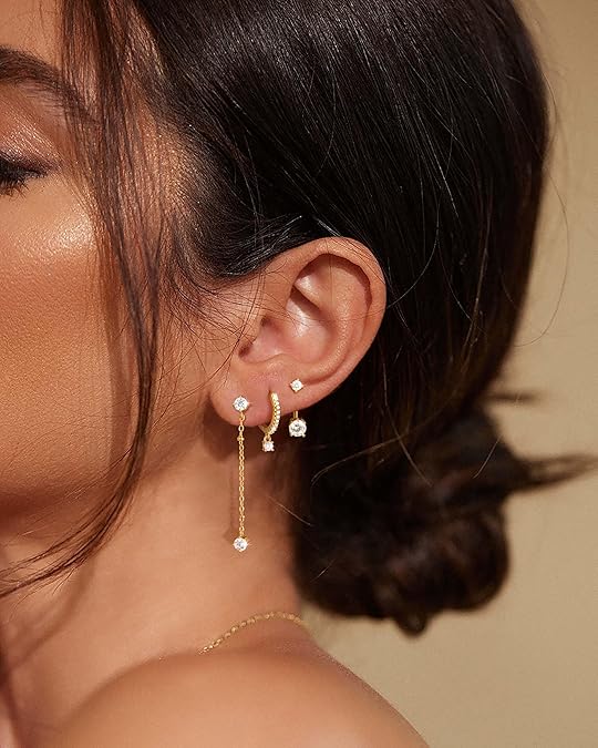 Freekiss 3 Pairs Gold Hoop Earrings Set: Dainty Stud Earrings Trendy Small 14K Gold Plated Hypoallergenic Dangle Cartilage Huggie Hoop Earrings for Women Gold Jewelry for Women Gifts EH-035