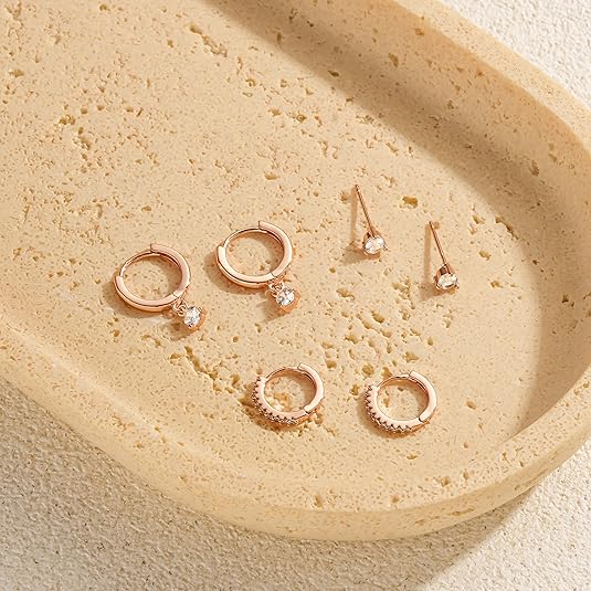 Freekiss 3 Pairs Gold Hoop Earrings Set: Dainty Stud Earrings Trendy Small 14K Gold Plated Hypoallergenic Dangle Cartilage Huggie Hoop Earrings for Women Gold Jewelry for Women Gifts EH-035