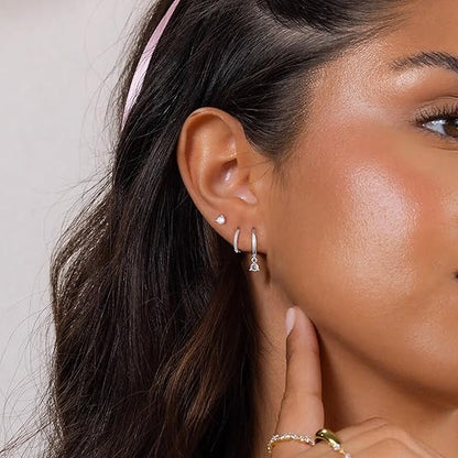 Freekiss 3 Pairs Gold Hoop Earrings Set: Dainty Stud Earrings Trendy Small 14K Gold Plated Hypoallergenic Dangle Cartilage Huggie Hoop Earrings for Women Gold Jewelry for Women Gifts EH-035
