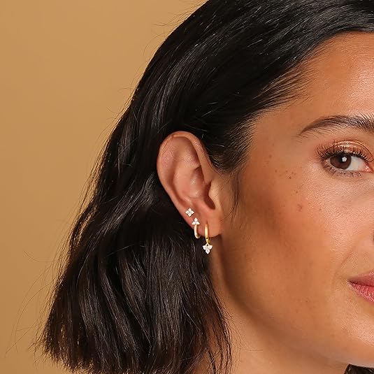 Freekiss 3 Pairs Gold Hoop Earrings Set: Dainty Stud Earrings Trendy Small 14K Gold Plated Hypoallergenic Dangle Cartilage Huggie Hoop Earrings for Women Gold Jewelry for Women Gifts EH-035