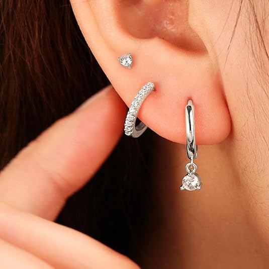 Freekiss 3 Pairs Gold Hoop Earrings Set: Dainty Stud Earrings Trendy Small 14K Gold Plated Hypoallergenic Dangle Cartilage Huggie Hoop Earrings for Women Gold Jewelry for Women Gifts EH-035