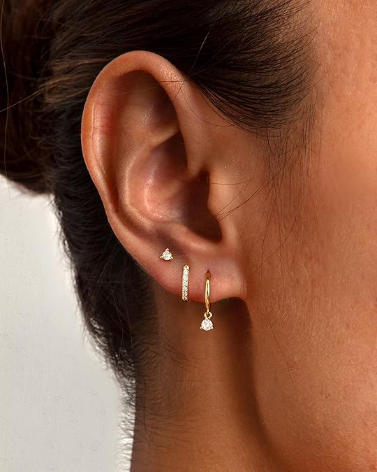 Freekiss 3 Pairs Gold Hoop Earrings Set: Dainty Stud Earrings Trendy Small 14K Gold Plated Hypoallergenic Dangle Cartilage Huggie Hoop Earrings for Women Gold Jewelry for Women Gifts EH-035