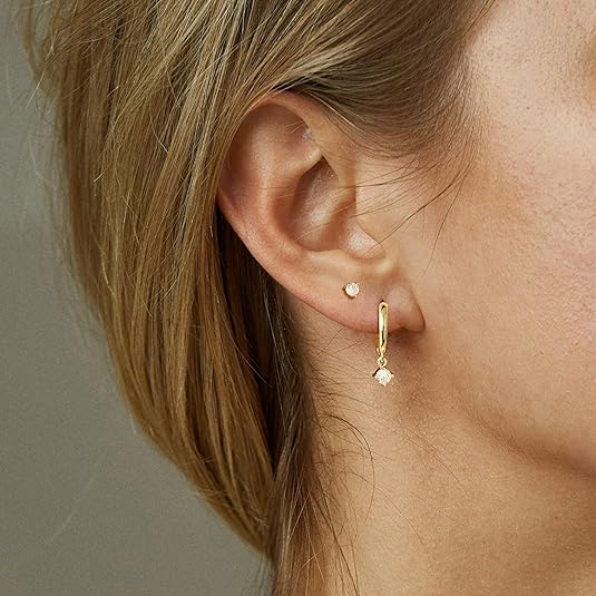 Freekiss 3 Pairs Gold Hoop Earrings Set: Dainty Stud Earrings Trendy Small 14K Gold Plated Hypoallergenic Dangle Cartilage Huggie Hoop Earrings for Women Gold Jewelry for Women Gifts EH-035