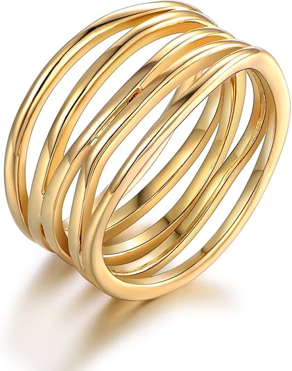 18K Gold Plated Statement Ring For Women, Trendy Statement Ring, Sizes 5-10 - Made in Brazil JZ-018