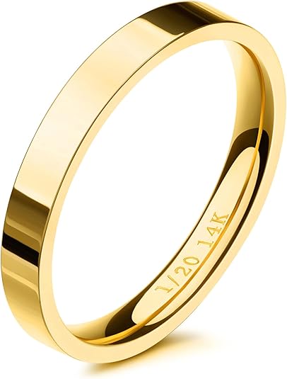 3mm 14K Gold Filled Rings for Women Girls Dainty Gold Stacking Stackable Band Thin Gold Thumb Pinky Finger Ring Non Tarnish Comfort Fit Size 5 to 10 JZ-019