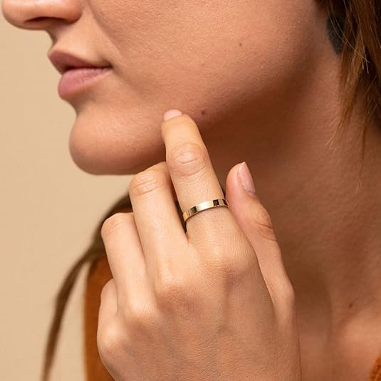3mm 14K Gold Filled Rings for Women Girls Dainty Gold Stacking Stackable Band Thin Gold Thumb Pinky Finger Ring Non Tarnish Comfort Fit Size 5 to 10 JZ-019