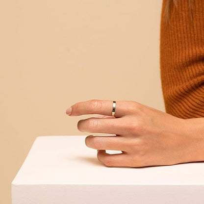 3mm 14K Gold Filled Rings for Women Girls Dainty Gold Stacking Stackable Band Thin Gold Thumb Pinky Finger Ring Non Tarnish Comfort Fit Size 5 to 10 JZ-019