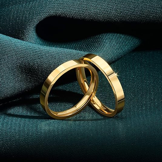 3mm 14K Gold Filled Rings for Women Girls Dainty Gold Stacking Stackable Band Thin Gold Thumb Pinky Finger Ring Non Tarnish Comfort Fit Size 5 to 10 JZ-019