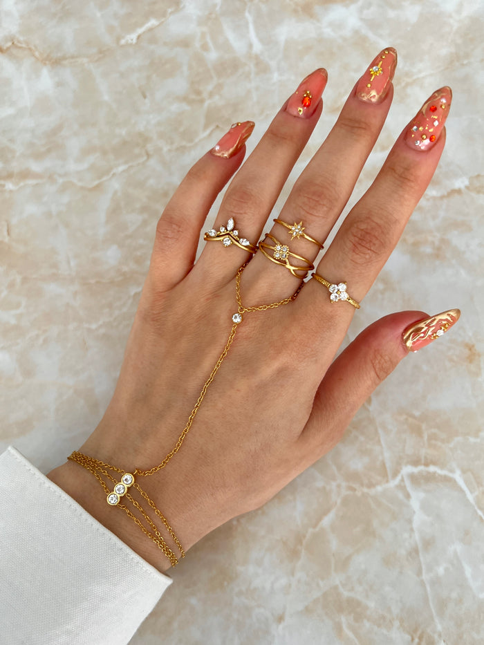 adjustable open ring daisy flower ring crystal flower ring crisscross band ring crossover ring open band ring gold tone ring silver tone ring minimalist ring floral ring JZ-022