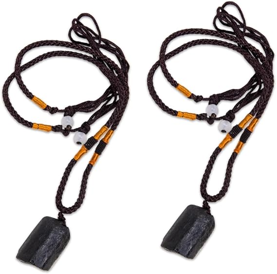 Natural Black Tourmaline Raw Stone Necklace Irregularity Pendant Safeguard Reiki Energy Purification Negative Energy Healing Crystal Chakra Balance Spiritual Gift XL-040