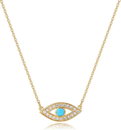 Cross Pendant Necklace for Women 14K Gold Plated Cubic Zirconia Evil Eye Butterfly Angel Wing Disc Coin Necklace Minimalist Religious Faith Jewelry Gift for XL-041