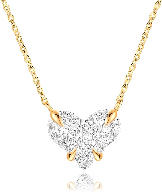 Cross Pendant Necklace for Women 14K Gold Plated Cubic Zirconia Evil Eye Butterfly Angel Wing Disc Coin Necklace Minimalist Religious Faith Jewelry Gift for XL-041