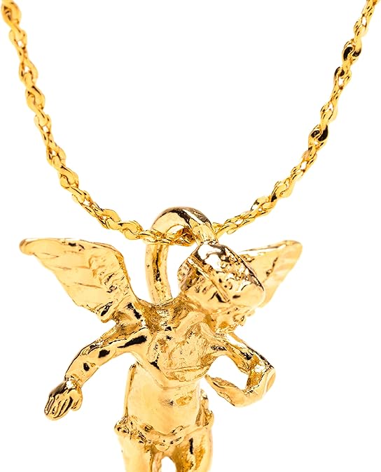 Medium Guardian Angel Pendant Necklace Charm 24K Real Gold Plated XL-045
