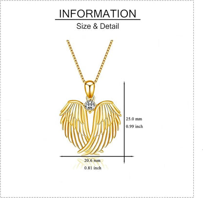 Angel Wings Necklace 925 Sterling Silver Guardian Angel Wings Pendant Necklace Birthstone Necklace for Women Girls Christmas Jewelry Gifts  XL-042