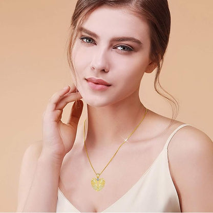 Angel Wings Necklace 925 Sterling Silver Guardian Angel Wings Pendant Necklace Birthstone Necklace for Women Girls Christmas Jewelry Gifts  XL-042
