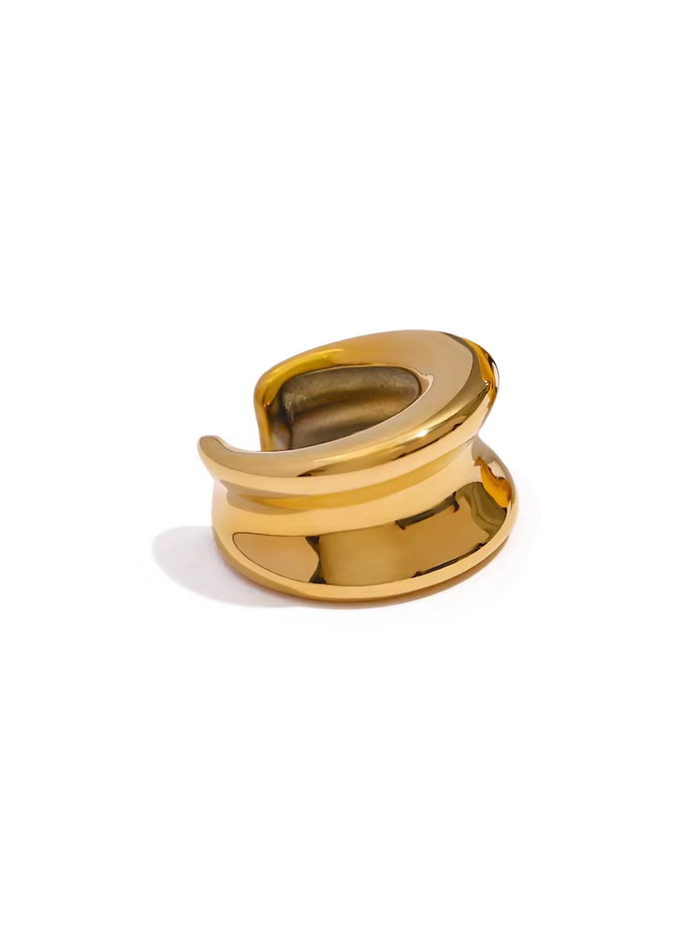 gold ear cuff minimalist design unique ear cuff trendy ear accessory sculptural design chic jewelry statement cuff elegant ear jewelry modern style EH-042